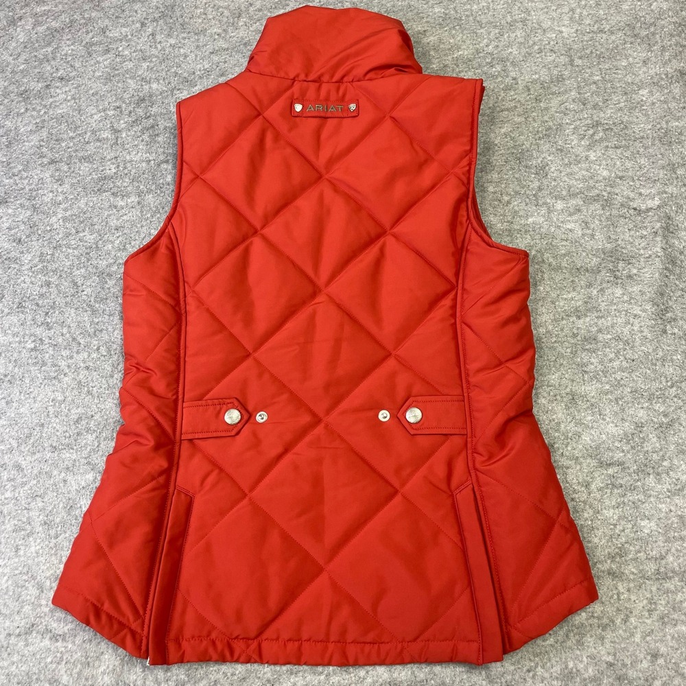 Ariat Womens Red Quilted Equestrian Vest Dog Print Lining Size Small - Picture 12 of 16